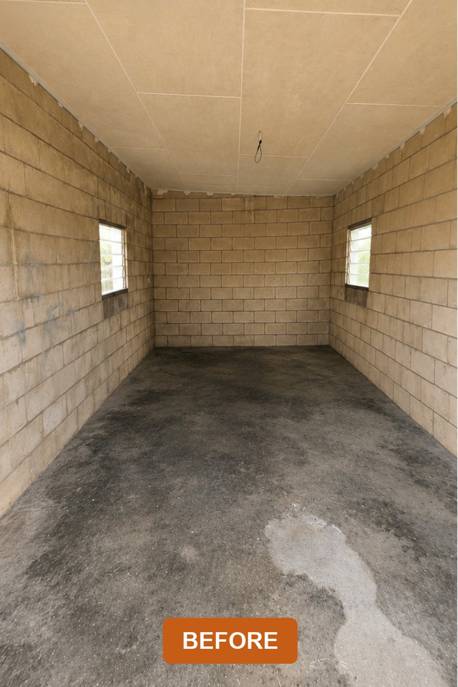 Block wall before painting