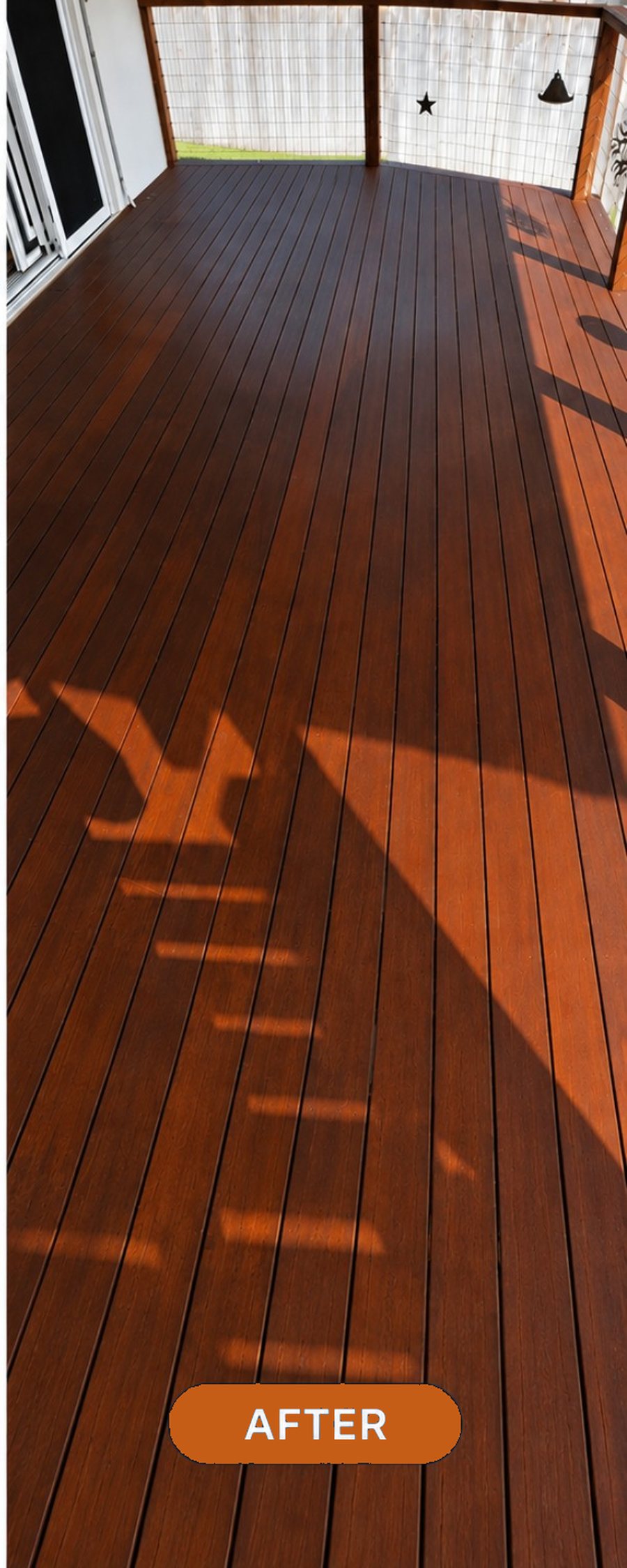 Covered deck after being stripped back and re-stained