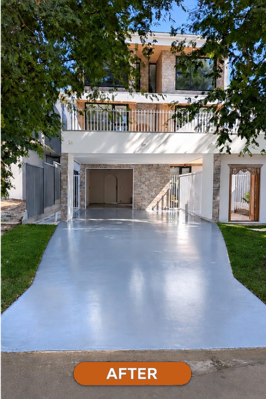 Driveway after a fresh protective coating
