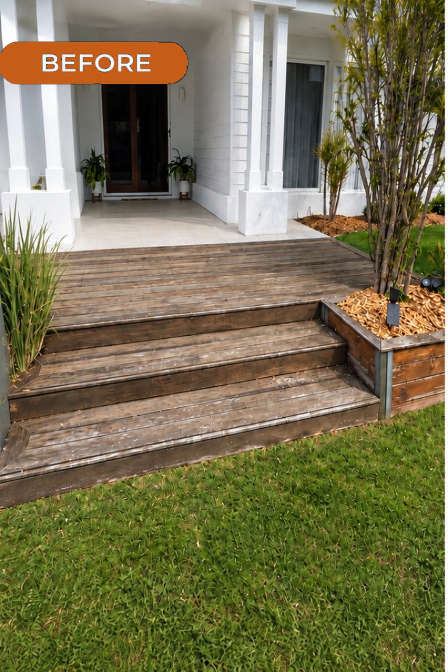 Front deck before, grey and weathered