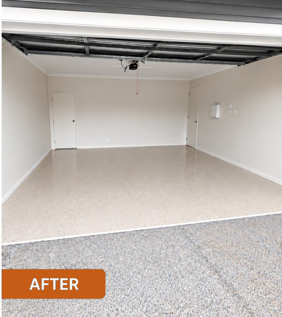 Garage after painting the walls and ceiling