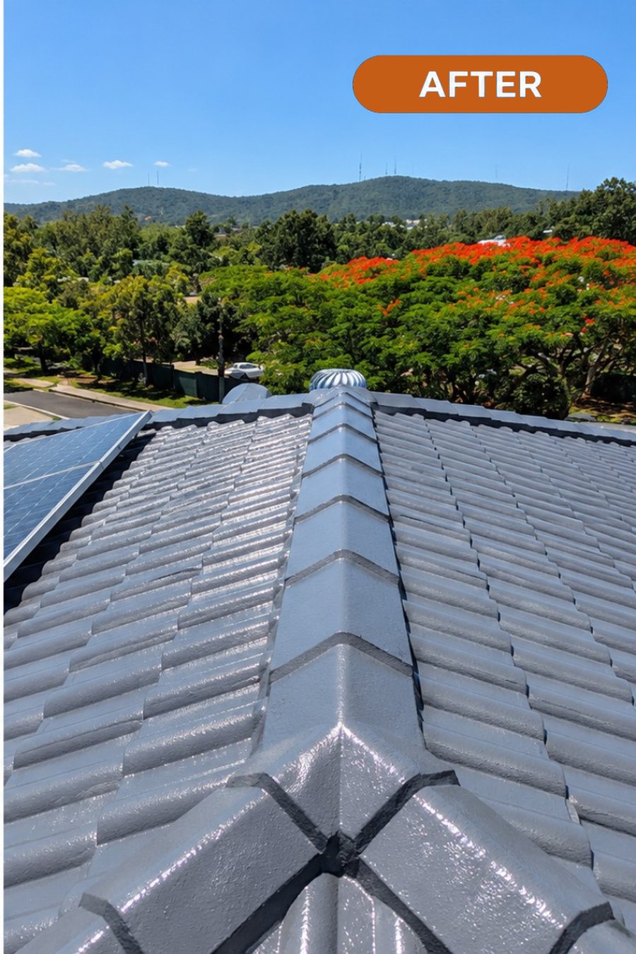 Roof after pressure washing and restoration