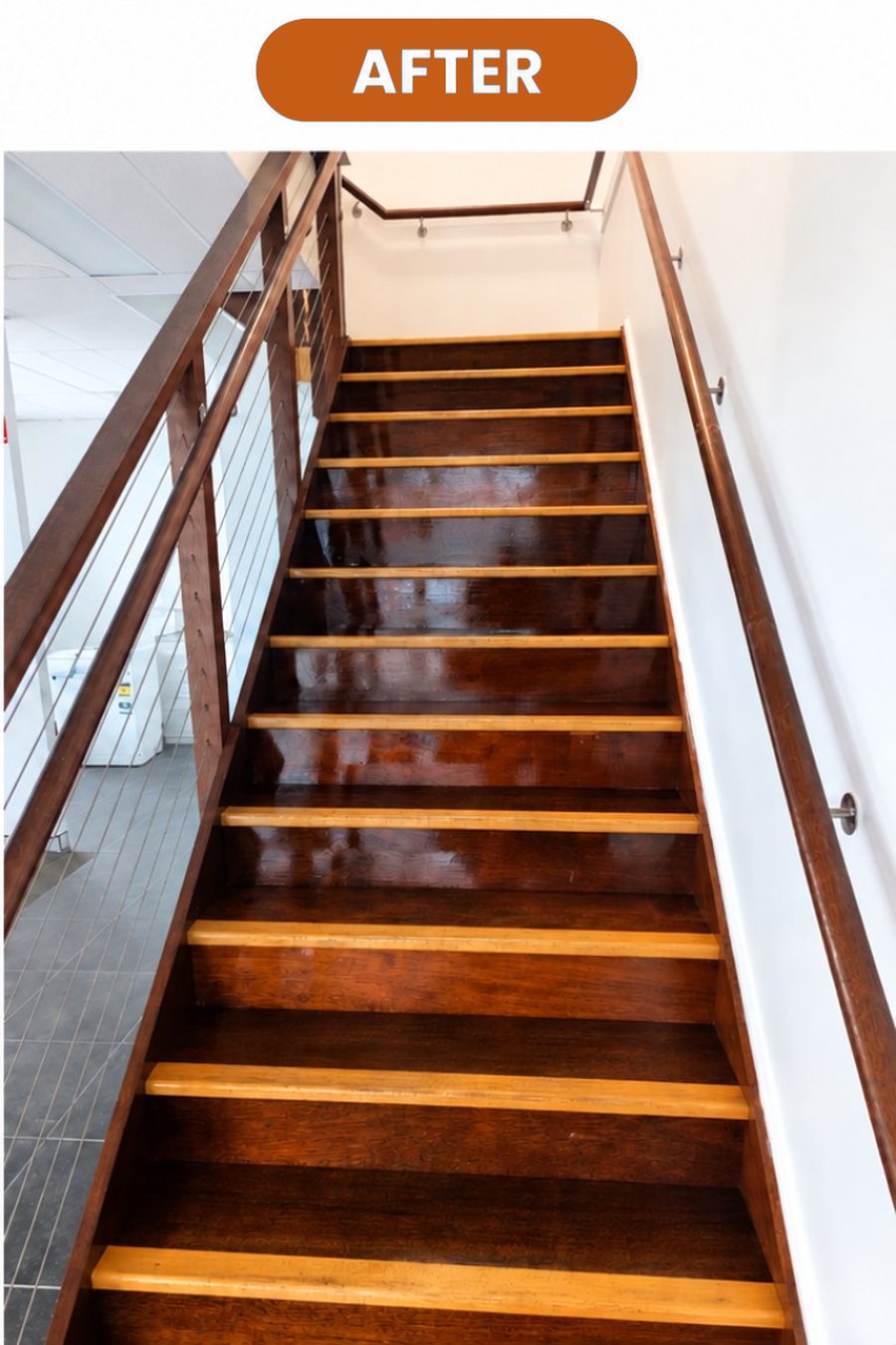 Staircase after sanding and polishing