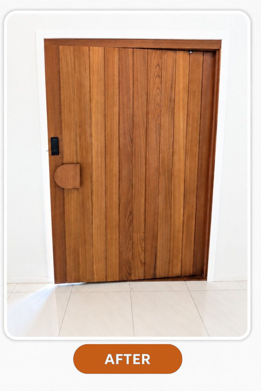 Timber door after being stripped and re-finished