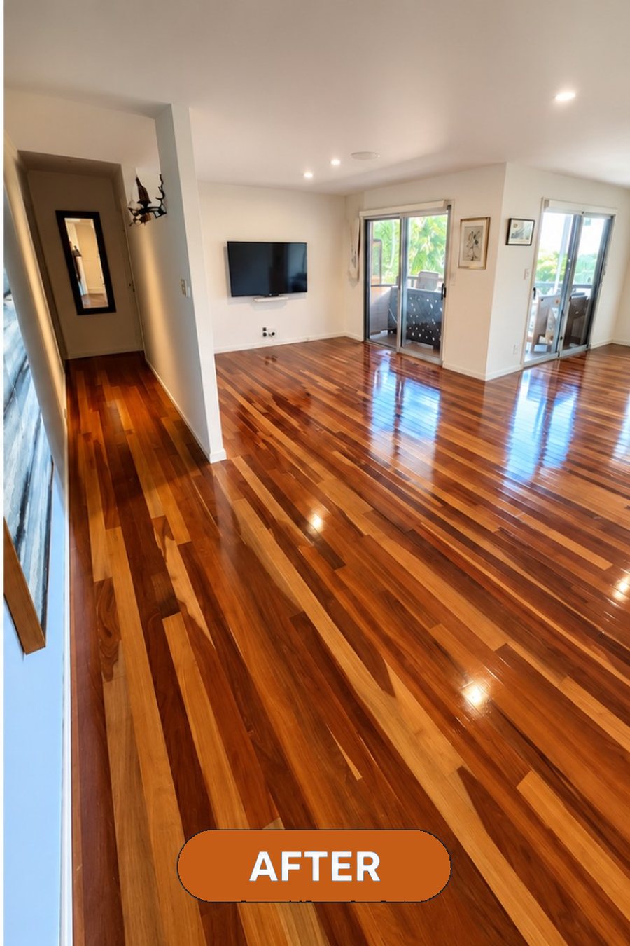Timber floor after a full sand and finish