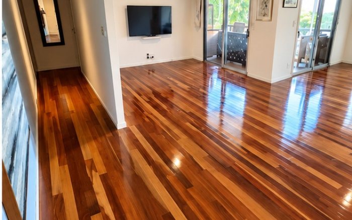 Restored and polished timber floorboards